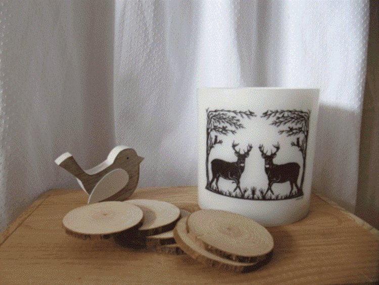 Windlicht Wachs, 2 Hirsche