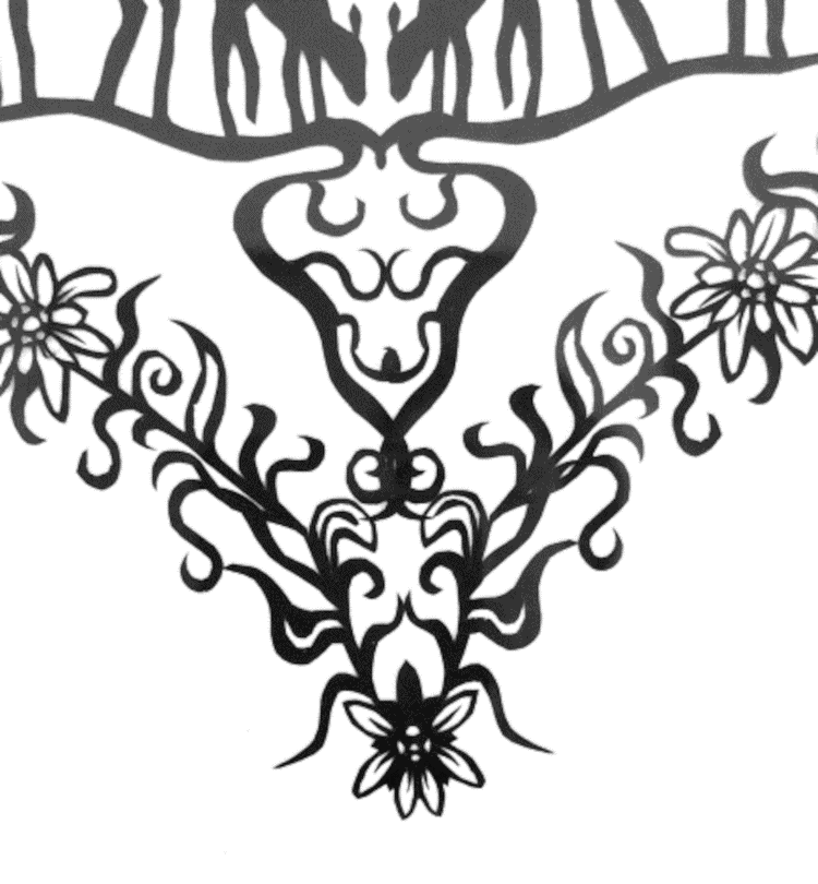 Scherenschnitt Hirsche im Herz