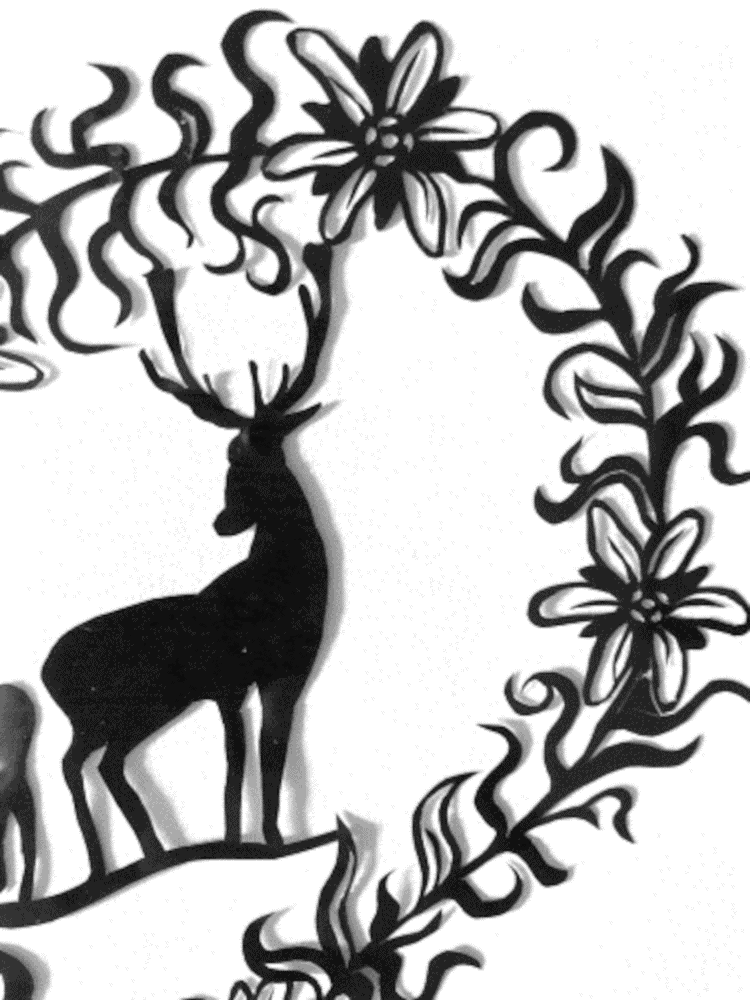 Scherenschnitt Hirsche im Herz